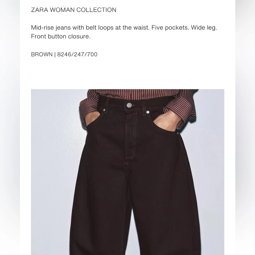 Zara NWT ZW Collection mid rise balloon jeans 8246/247